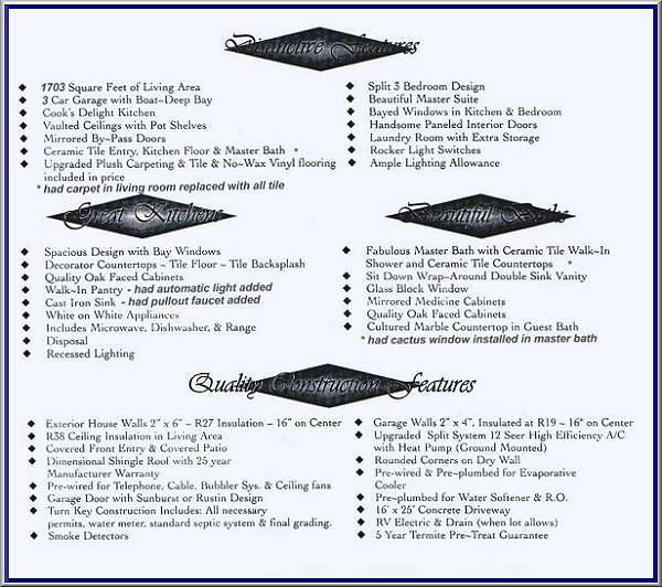 Specs for our house